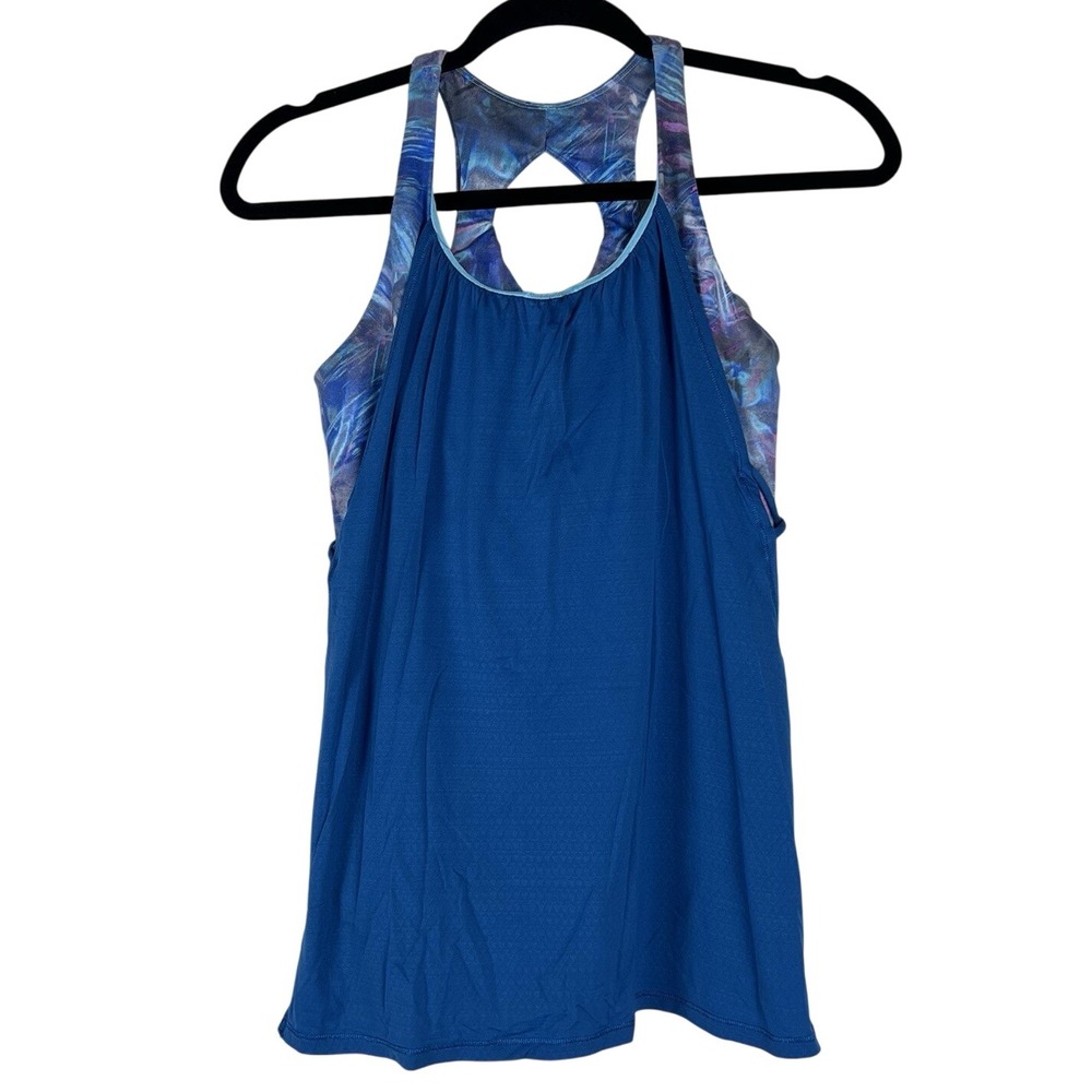 Ivivva Lululemon Girls‎ Tank Top Size 14 Twist and Flow Racerback Teal Blue Bra